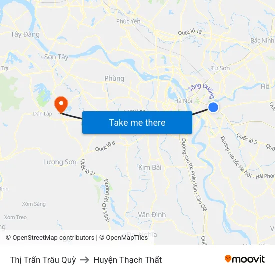 Thị Trấn Trâu Quỳ to Huyện Thạch Thất map