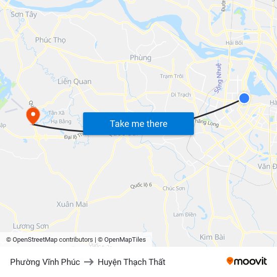 Phường Vĩnh Phúc to Huyện Thạch Thất map