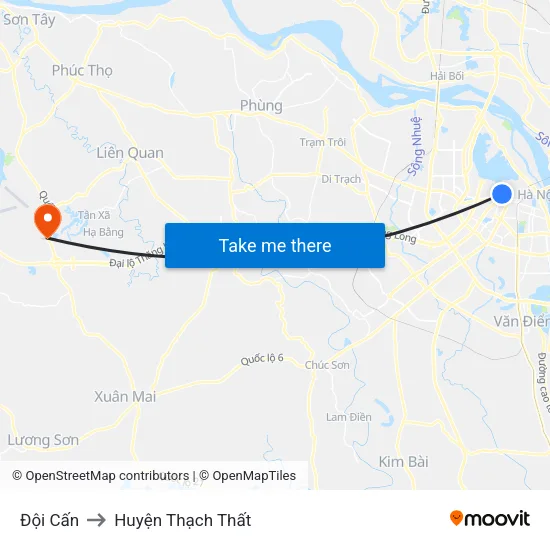 Đội Cấn to Huyện Thạch Thất map