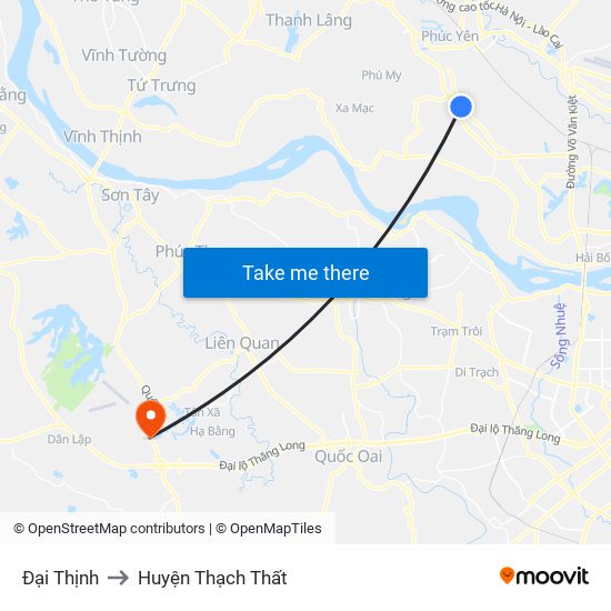 Đại Thịnh to Huyện Thạch Thất map