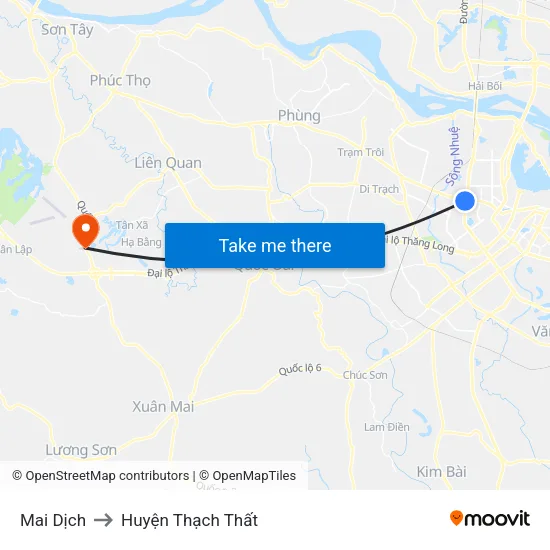 Mai Dịch to Huyện Thạch Thất map