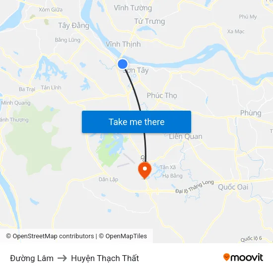 Đường Lâm to Huyện Thạch Thất map