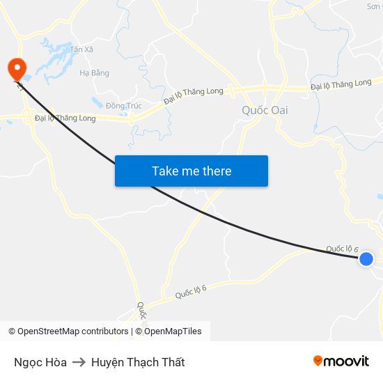 Ngọc Hòa to Huyện Thạch Thất map