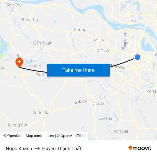Ngọc Khánh to Huyện Thạch Thất map