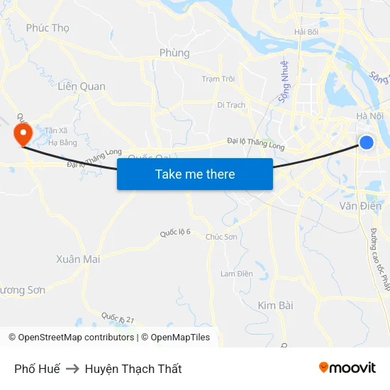 Phố Huế to Huyện Thạch Thất map