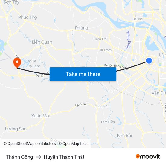 Thành Công to Huyện Thạch Thất map