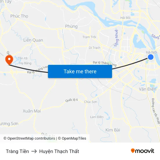 Tràng Tiền to Huyện Thạch Thất map