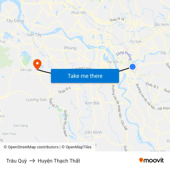 Trâu Quỳ to Huyện Thạch Thất map