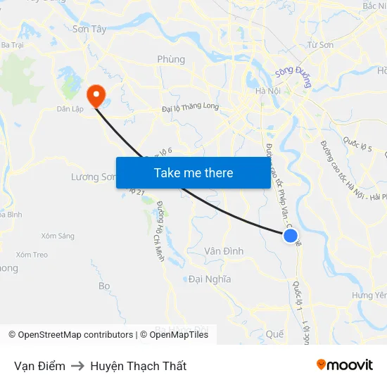 Vạn Điểm to Huyện Thạch Thất map