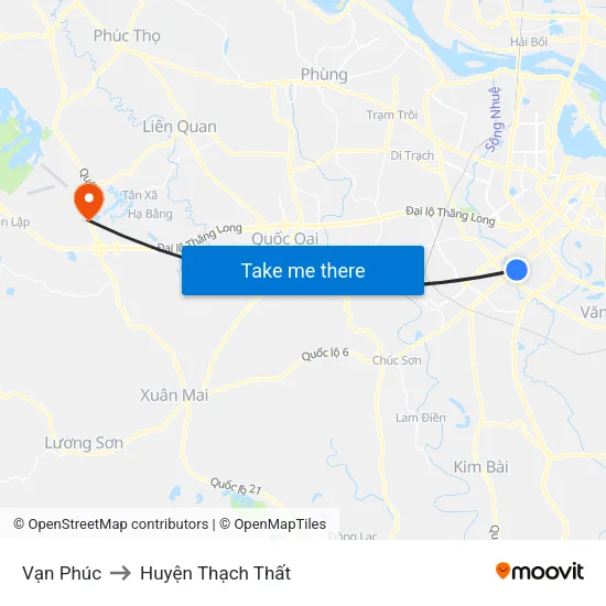 Vạn Phúc to Huyện Thạch Thất map