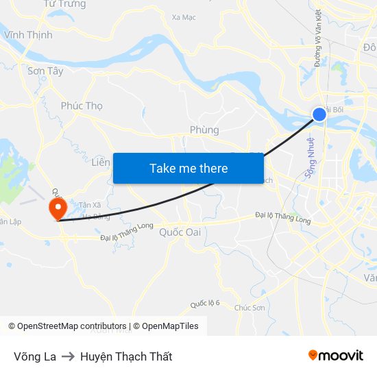 Võng La to Huyện Thạch Thất map