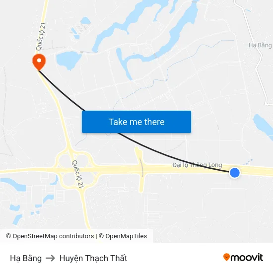 Hạ Bằng to Huyện Thạch Thất map