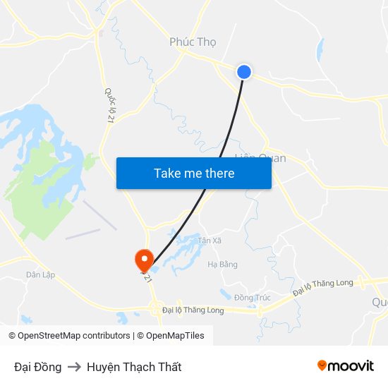 Đại Đồng to Huyện Thạch Thất map