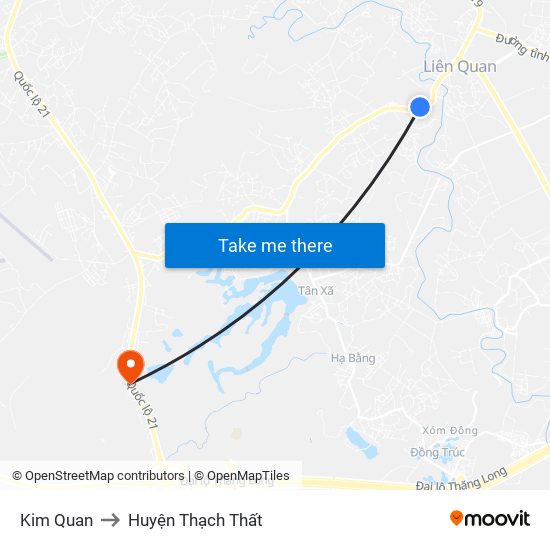 Kim Quan to Huyện Thạch Thất map