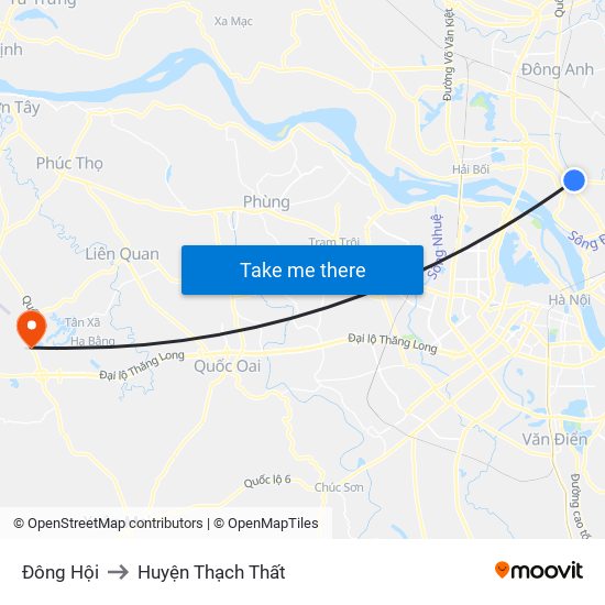 Đông Hội to Huyện Thạch Thất map