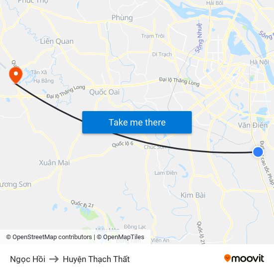 Ngọc Hồi to Huyện Thạch Thất map