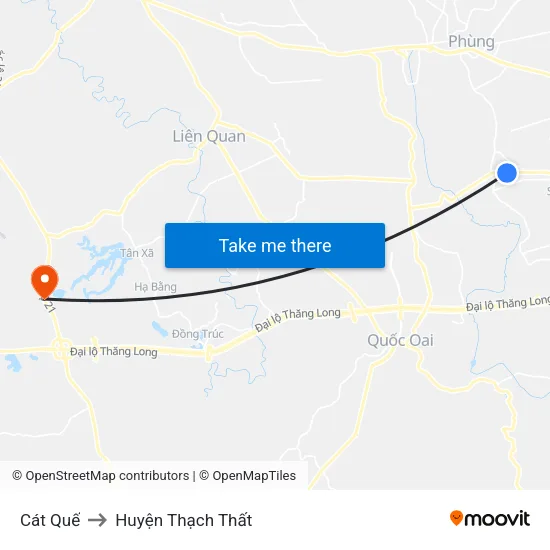 Cát Quế to Huyện Thạch Thất map