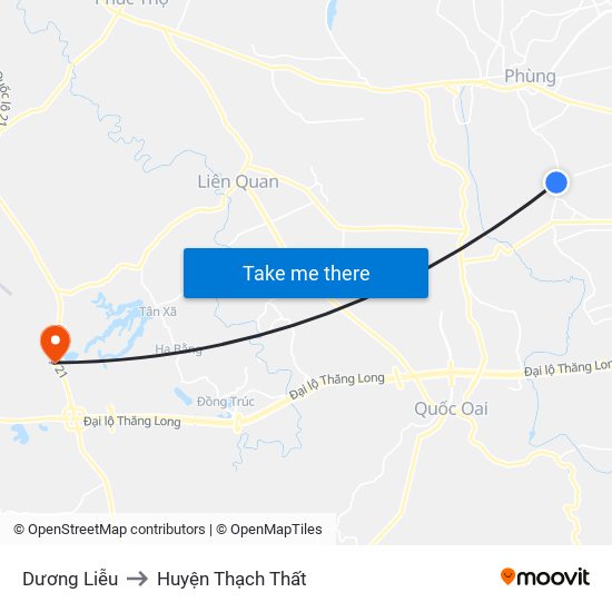 Dương Liễu to Huyện Thạch Thất map