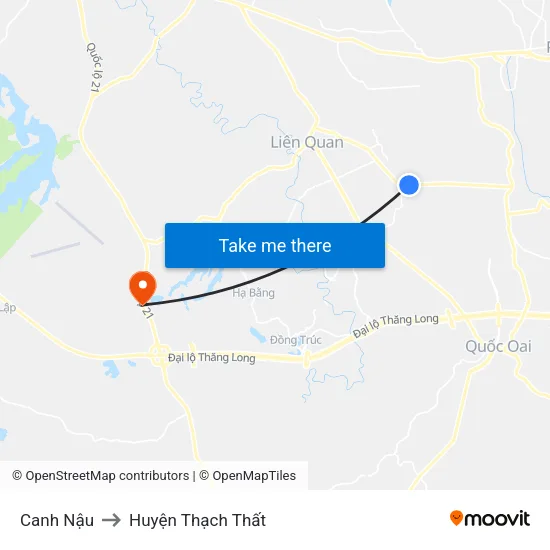 Canh Nậu to Huyện Thạch Thất map