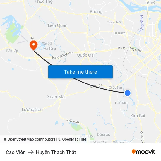 Cao Viên to Huyện Thạch Thất map