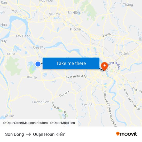 Sơn Đông to Quận Hoàn Kiếm map