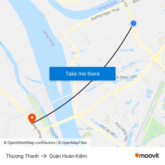 Thượng Thanh to Quận Hoàn Kiếm map