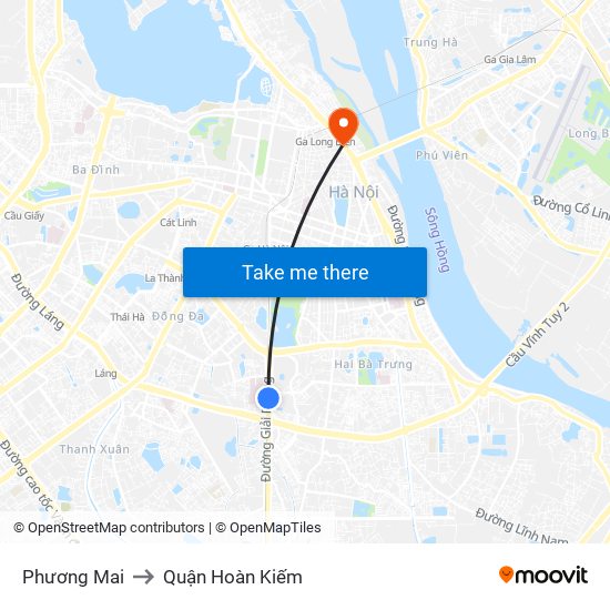 Phương Mai to Quận Hoàn Kiếm map