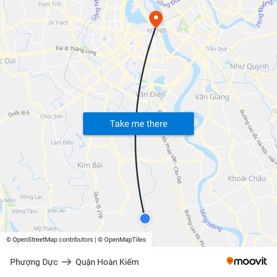 Phượng Dực to Quận Hoàn Kiếm map