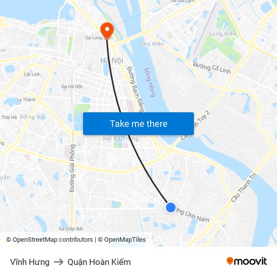 Vĩnh Hưng to Quận Hoàn Kiếm map