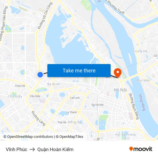 Vĩnh Phúc to Quận Hoàn Kiếm map