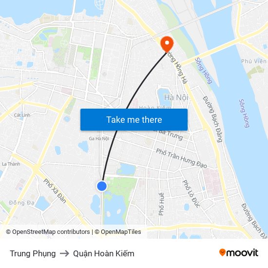 Trung Phụng to Quận Hoàn Kiếm map