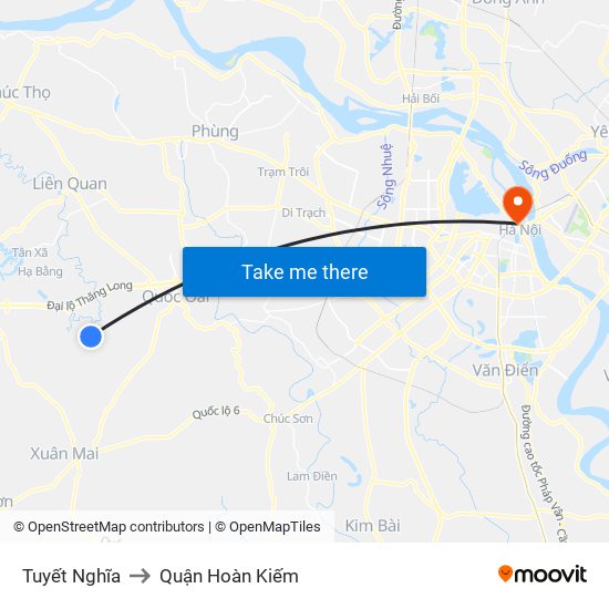 Tuyết Nghĩa to Quận Hoàn Kiếm map