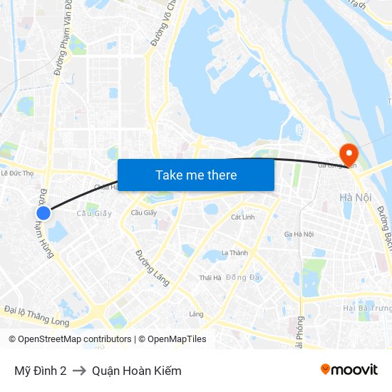 Mỹ Đình 2 to Quận Hoàn Kiếm map