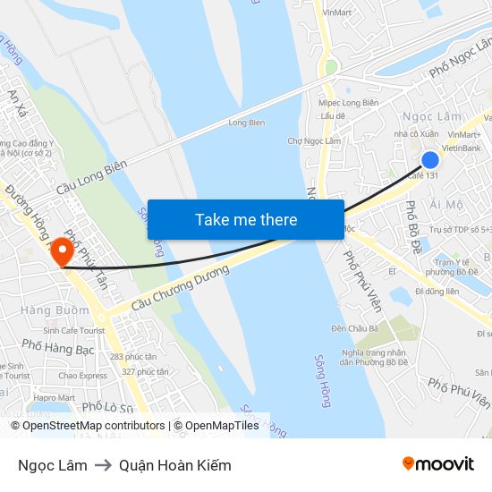 Ngọc Lâm to Quận Hoàn Kiếm map