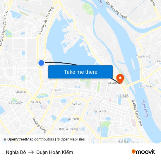 Nghĩa Đô to Quận Hoàn Kiếm map