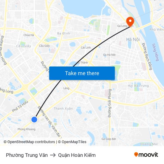 Phường Trung Văn to Quận Hoàn Kiếm map