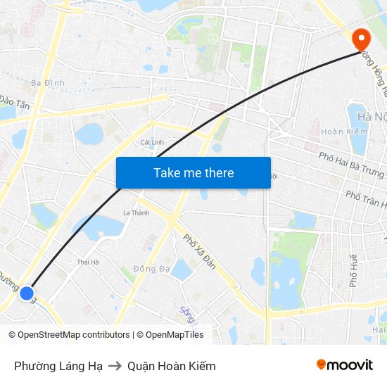 Phường Láng Hạ to Quận Hoàn Kiếm map