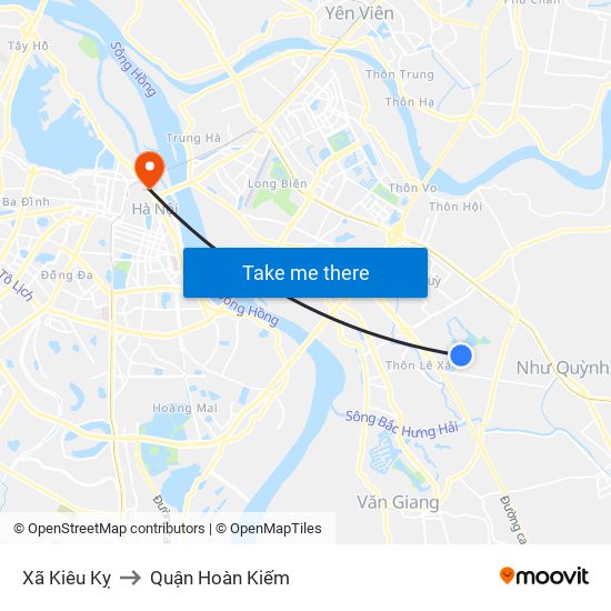 Xã Kiêu Kỵ to Quận Hoàn Kiếm map