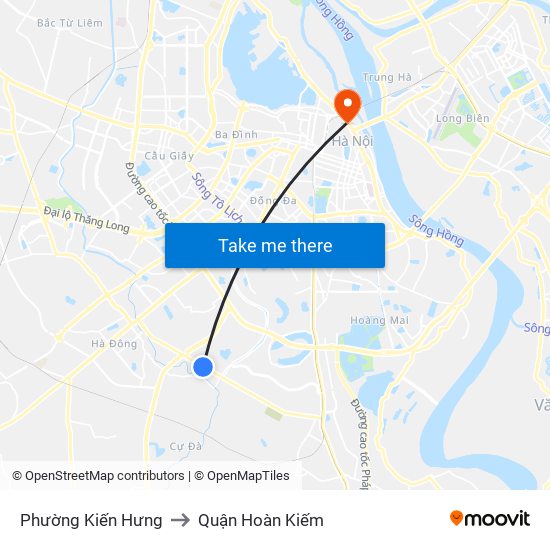 Phường Kiến Hưng to Quận Hoàn Kiếm map