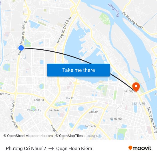 Phường Cổ Nhuế 2 to Quận Hoàn Kiếm map