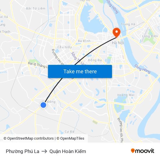 Phường Phú La to Quận Hoàn Kiếm map