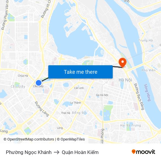 Phường Ngọc Khánh to Quận Hoàn Kiếm map