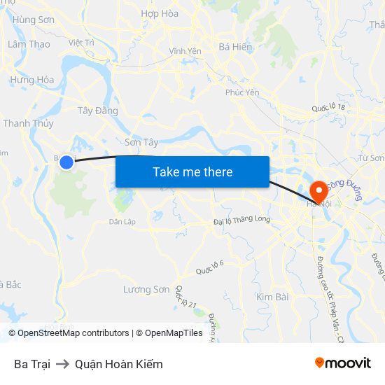 Ba Trại to Quận Hoàn Kiếm map