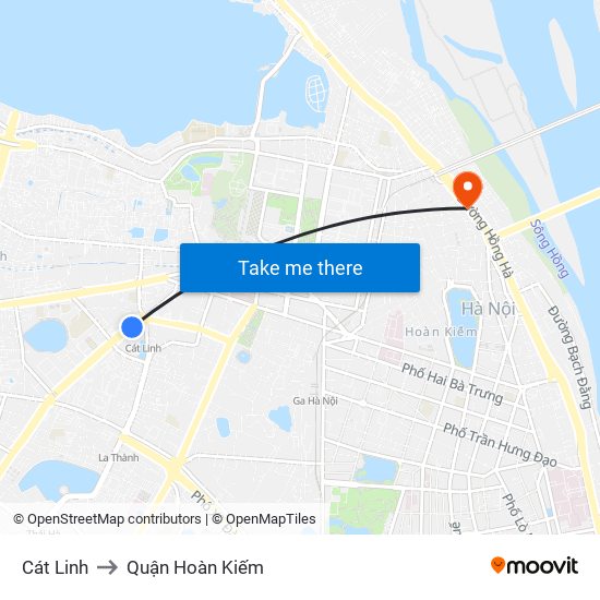 Cát Linh to Quận Hoàn Kiếm map