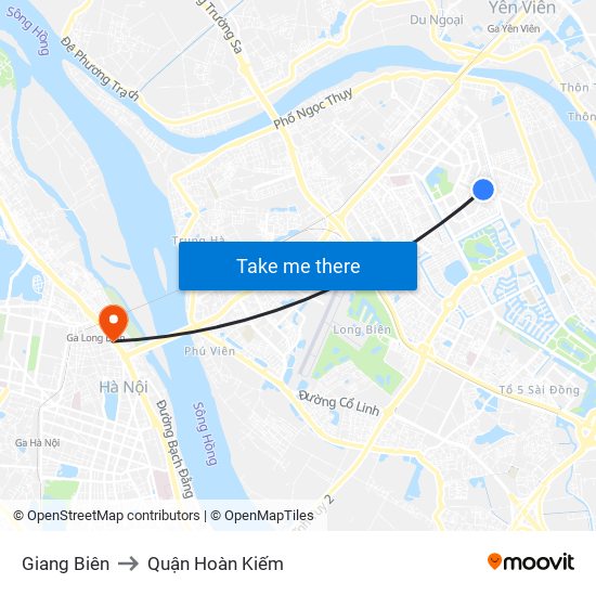 Giang Biên to Quận Hoàn Kiếm map