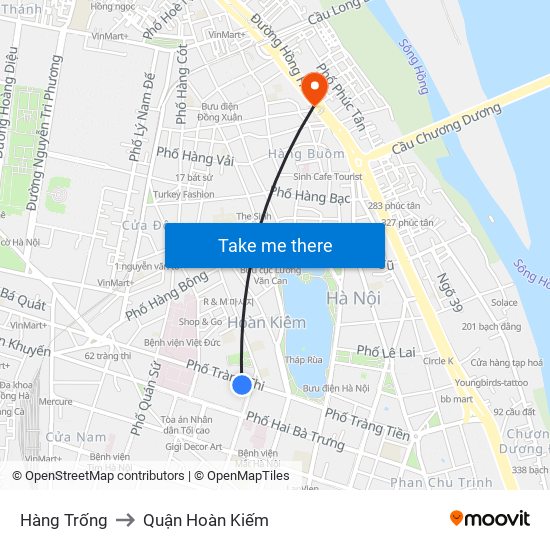 Hàng Trống to Quận Hoàn Kiếm map