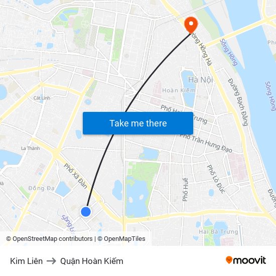 Kim Liên to Quận Hoàn Kiếm map