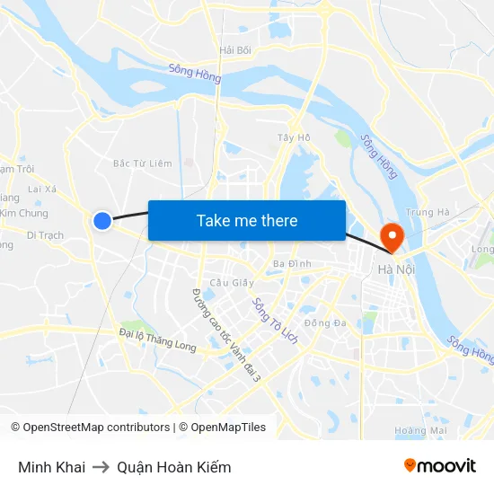 Minh Khai to Quận Hoàn Kiếm map