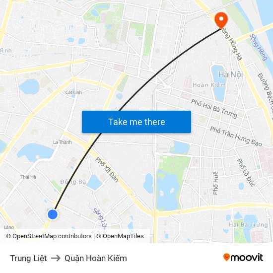 Trung Liệt to Quận Hoàn Kiếm map