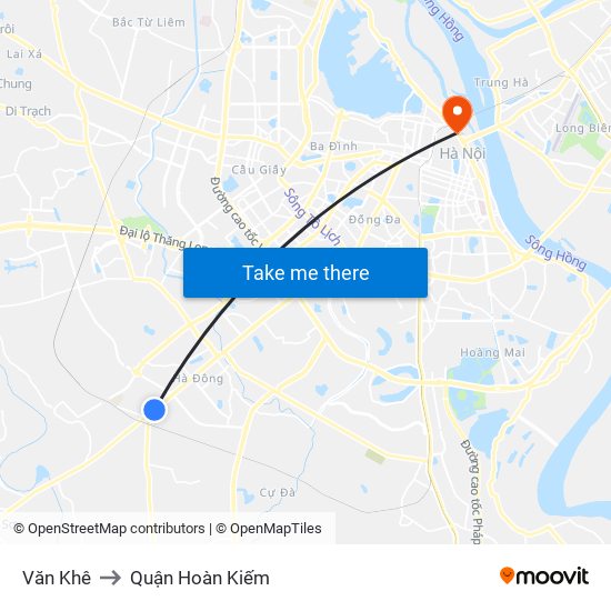 Văn Khê to Quận Hoàn Kiếm map